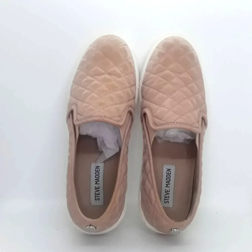 Steve Madden Blush Pink Quilted Women's Pre-owned Designer Sneakers - sz. 9M